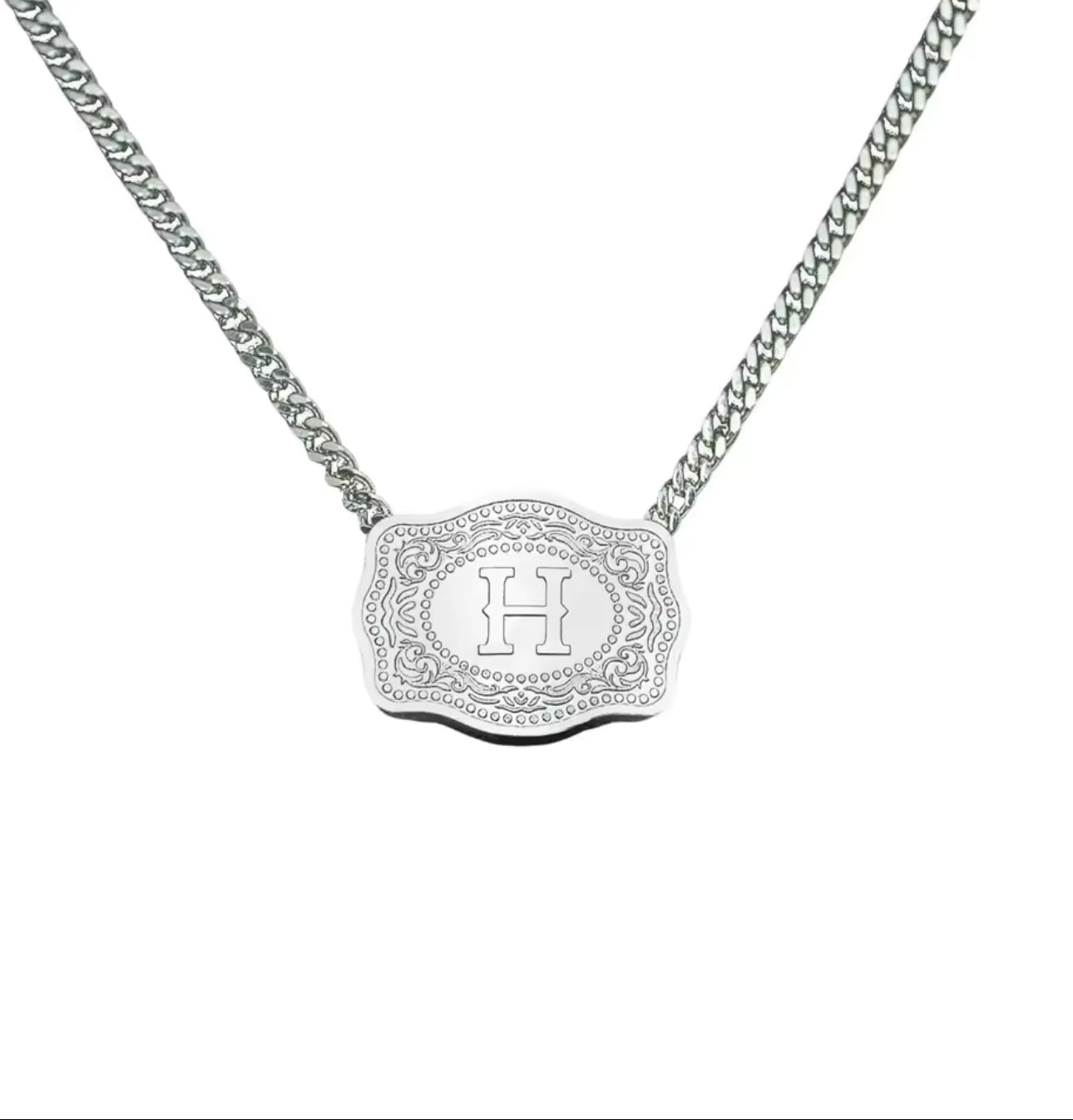 Belt Buckle Necklace With Letter